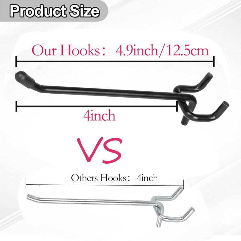 Hogurity 80 Pack 4 Inch Black Pegboard Hooks,Extra Thick 1/4" Heavy Duty Peg Board Hooks for Hanging, Pegboard Accessories for Garage, Kitchen, Gym, Store Wall Organizer - Image 2